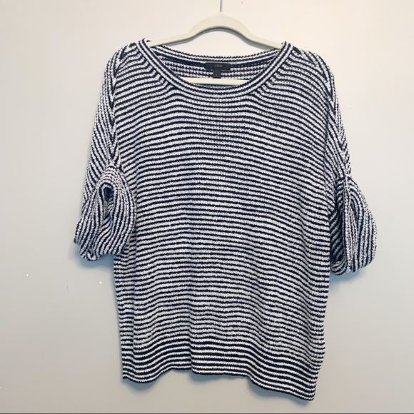 J. Crew Sweaters - J.Crew Navy and White Striped Sweater Large